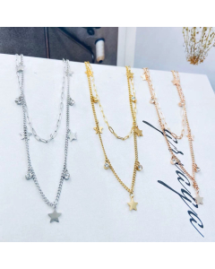 Necklace Layer Star Necklace With Crystal Chokers Birthday Valentines Day Jewelry Gifts In Gold Color