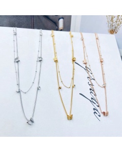 Necklace Layer Butterfly Necklace With Crystal Chokers Birthday Valentines Day Jewelry Gifts In Steel Color