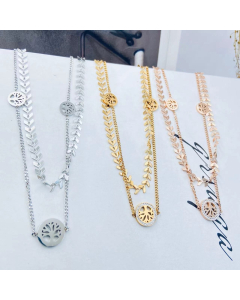 Layered Choker Valentines Day Gifts For Her Gold Family Tree of Life Pendant Necklace Dainty Jewelry
