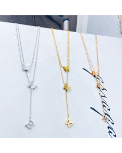 Necklace Assorted Layer Butterfly Charms Glittery Butterfly Pendant Necklace In Gold Color