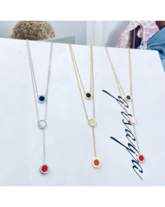 Necklace Wholesale Drop Necklaces Round Circle Enamel Elegant Necklace In Steel Color