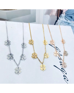 Necklace Four Leaf Clover Lucky Charm Pendant Necklace In Gold Color