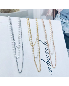 Necklace Multilayer Simple Necklace White Beads Necklace Titanium Steel Jewelry For Women Dainty Necklace In Steel Color