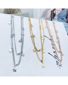 Necklace Trendy Sun Star Layered Necklace For Women Teens For Girls In Gold Color