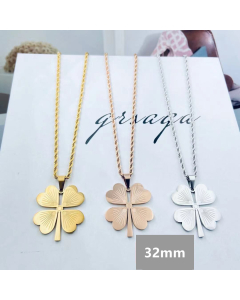 Lucky Love Four Leaf Clovers Necklace Good Luck Charm Heart-shaped Necklace For Women Teen In Gold Color