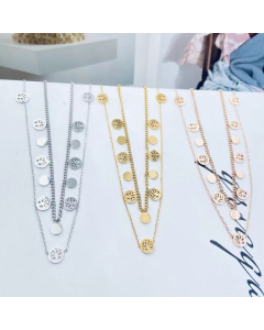 Necklace Titanium Steel Layered Necklace Tree of Life Pendant Necklace Jewelry Gift For Women Girlfriend For Hope Lucky In Steel Color