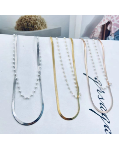 Necklace Steel Titanium Steel Layered Pearl With Flat Snake Chain Necklace Gifts For Her Mom Friend