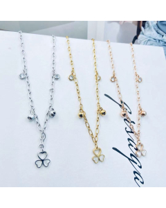 Necklace Steel Paperclip Chain With 3-in-1 White Heart Pendant Necklace For Women Girls