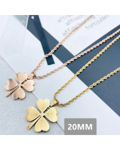 Women's Gold Four Leaf Clover Necklace Good Luck Charm Titanium Steel Jewelry