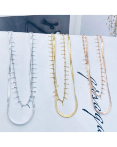 Layered Minimalist Gold Necklace For Women Flat Snake Chain Dainty Necklace