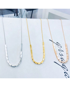 Necklace Minimalist 3D Rectangle Necklace With Gold Round Snake Chain Design Steel Jewelry