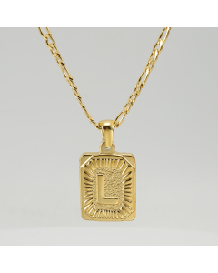 L Hip Hop Style Initial Letter With Curby Chain Necklace CA7810225