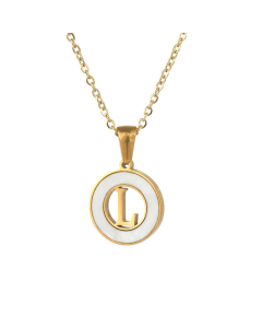 L Hollow Letter With White Shell Necklace CA7810208