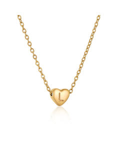 L Initial Letter 3D Hard Heart Necklace CA7810207