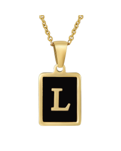 L Initial Letter Necklace Inlaid With Black Shell CA7810215
