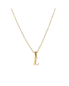 L Mirror Polish Initial Letter Figaro Chain Necklace CA7810227