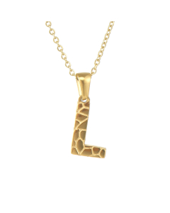 L Stainless Steel Necklace With Initial Letter Harsh lines Pendant CA7810212