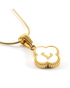 L Wholesale Initial Letter Lucky Clover Necklace Inlaid Nature Shell CA7810197