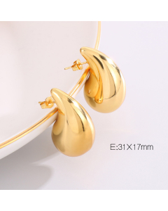 Geometric Fat Water Drop Earring Stainless Steel Stud Ear And Plated color LY881029-Gold Color-01