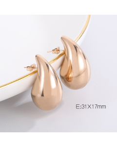 Geometric Fat Water Drop Earring Stainless Steel Stud Ear And Plated color LY881029-Rose Gold Color-01