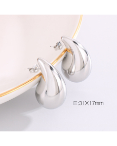 Geometric Fat Water Drop Earring Stainless Steel Stud Ear And Plated color LY881029-Steel Color-01