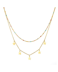 Layered Necklace With Enamel Ball And Mini Star Classic Chain Necklace CA7810191