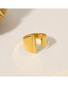 INS Style 18K Gold Plated Non-fading Letter I Stainless Steel Opening Ring