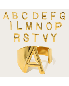 Wholesale Stainless Steel Ring INS Style 18K Gold Plated Non-fading Letters Opening Ring