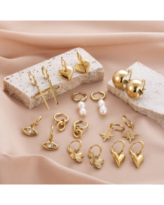 Light Luxury Love Butterfly Star Pearl Double Ring Titanium Steel Earrings Stainless Steel Earrings Wholesale