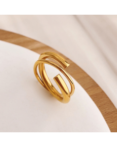 Wholesale Stainless Steel Ring Minimalism Daily Style Niche Non-fading Gold Plated Line Ring