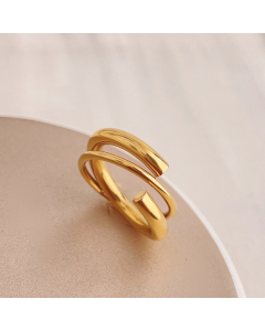 Minimalism Daily Style Niche Non-fading Gold Plated Line Stainless Steel Ring