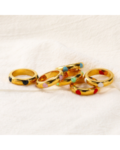 Wholesale Female 18K Gold Jewelry INS Style Minimalism Popular Fashion Love Drip Oil Stainless Steel Ring