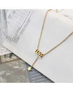 Wholesale Stainless Steel Necklace Personality LOVE Letter Necklace Simple Style Five-pointed Star Fringe Clavicle Chain