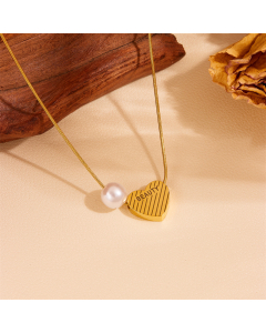 Wholesale Stainless Steel Necklace Love Pearl Collarbone Chain Necklace  
