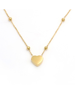 Gold Color Love Pendant Beads Chain Stainless Steel Necklace 