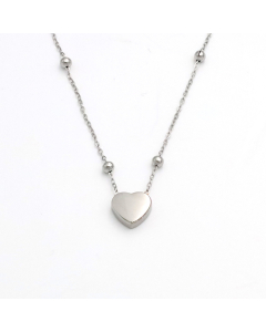 Steel Color Love Pendant Beads Chain Stainless Steel Necklace 