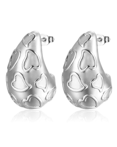 Retro Style Love Print Water Drop Earrings Plated 18K Gold Stainless Steel Earrings