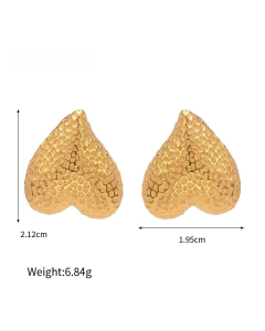 Fashion Temperament Love With Hammer Grain 18K Gold Stainless Steel Earrings Earrings