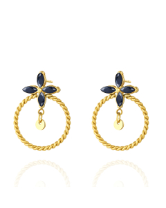 Hot Sale Lucky Four-leaf Clover Zircon Inlaid Earrings Plated 14K Gold With Temperament Earrings