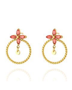 Lucky Four-leaf Clover Zircon Inlaid Earrings Plated 14K Gold With Temperament Earrings