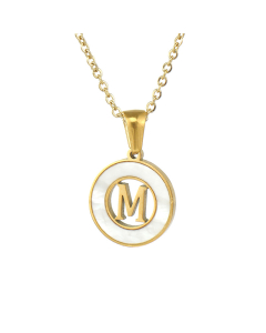 M Hollow Letter With White Shell Necklace CA7810208