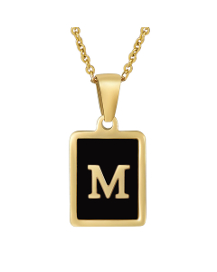 M Initial Letter Necklace Inlaid With Black Shell CA7810215