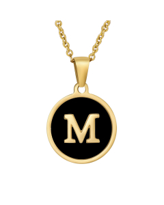 M Initial Letter Necklace With Black Shells CA7810193