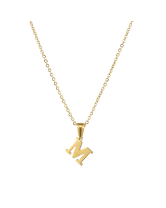 M Mirror Polish Initial Letter Figaro Chain Necklace CA7810227