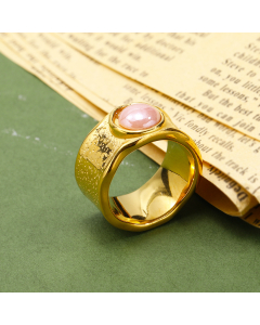 Pink Magic Color Imitation Ceramic Ring Female Stainless Steel 18K Gold Ring