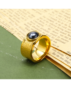 Black Magic Color Imitation Ceramic Ring Female Stainless Steel 18K Gold Ring