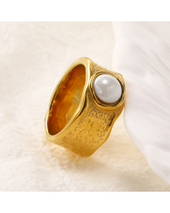 White Magic Color Imitation Ceramic Ring Female Stainless Steel 18K Gold Ring