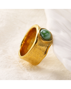 Green Magic Color Imitation Ceramic Ring Female Stainless Steel 18K Gold Ring