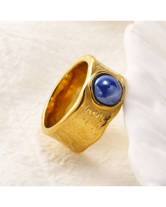 Blue Magic Color Imitation Ceramic Ring Female Stainless Steel 18K Gold Ring