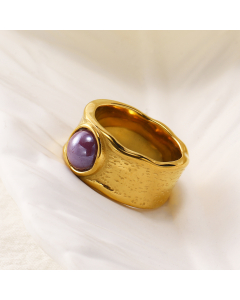 Purple Magic Color Imitation Ceramic Ring Female Stainless Steel 18K Gold Ring